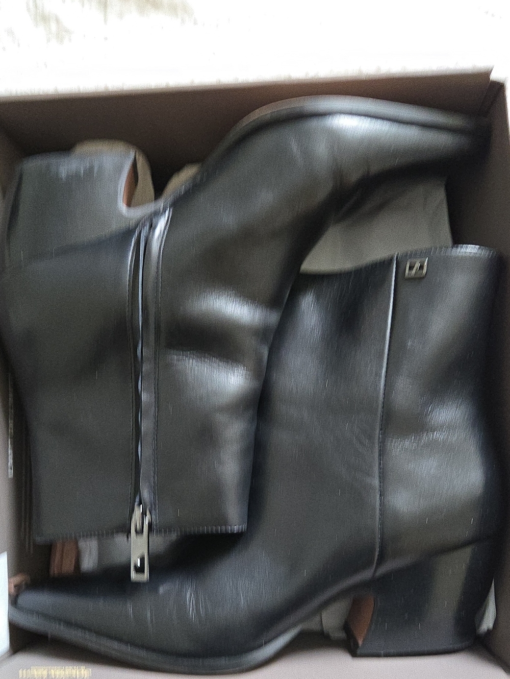 Franco Sarto Black Leather Mid-Calf Zip Boots
